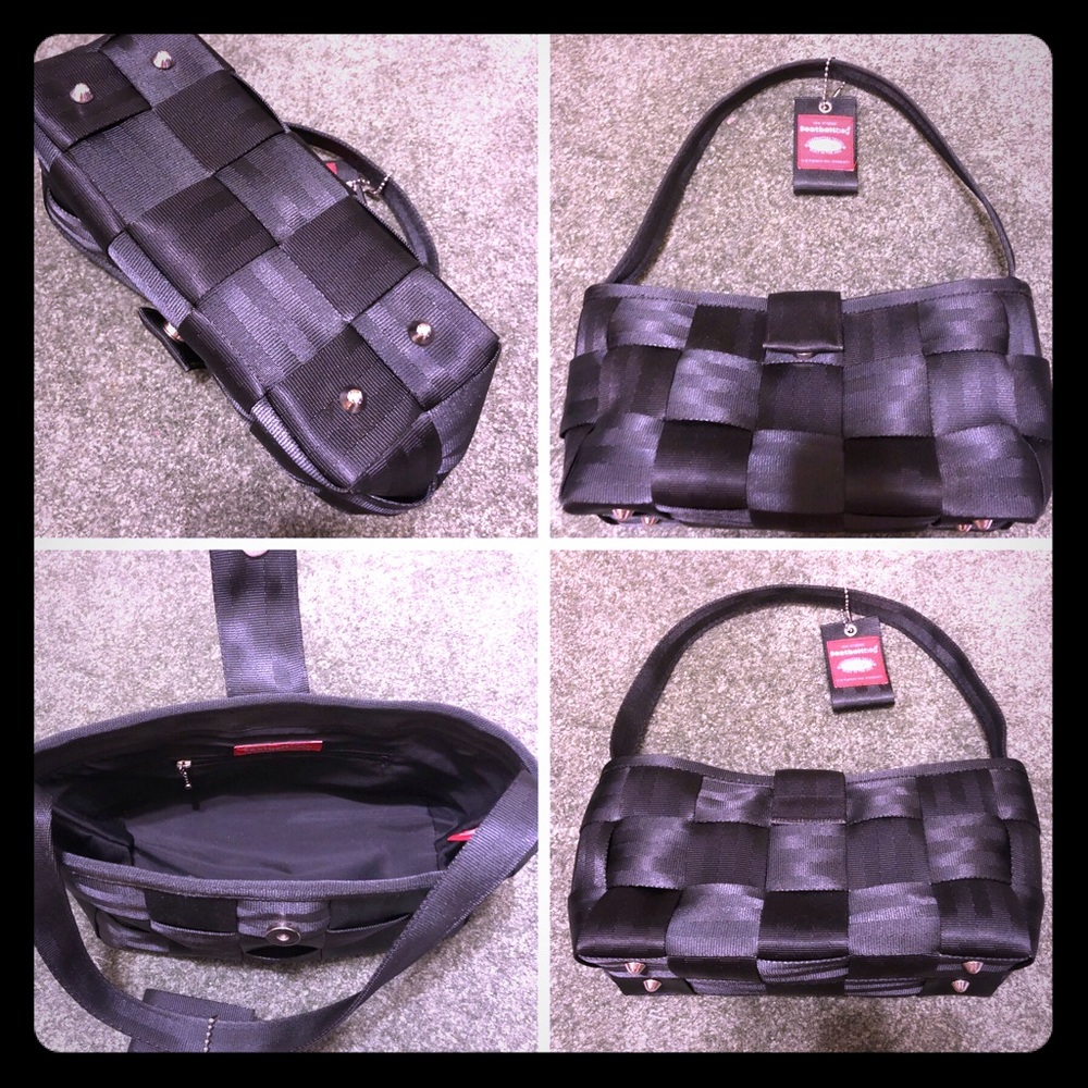 Harveys seatbelt black baguette snap closure